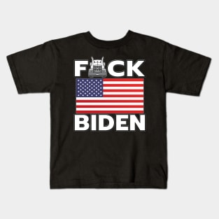 F-CK BIDEN  FREEDOM CONVOY - TRUCKERS FOR FREEDOM - USA FREEDOM CONVOY 2022 TRUCKERS BLACK LETTERS Kids T-Shirt